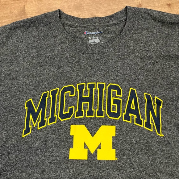 Champion Men’s Size L University of Michigan Wolverines Gray Short Sleeve Shirt - Picture 3 of 8